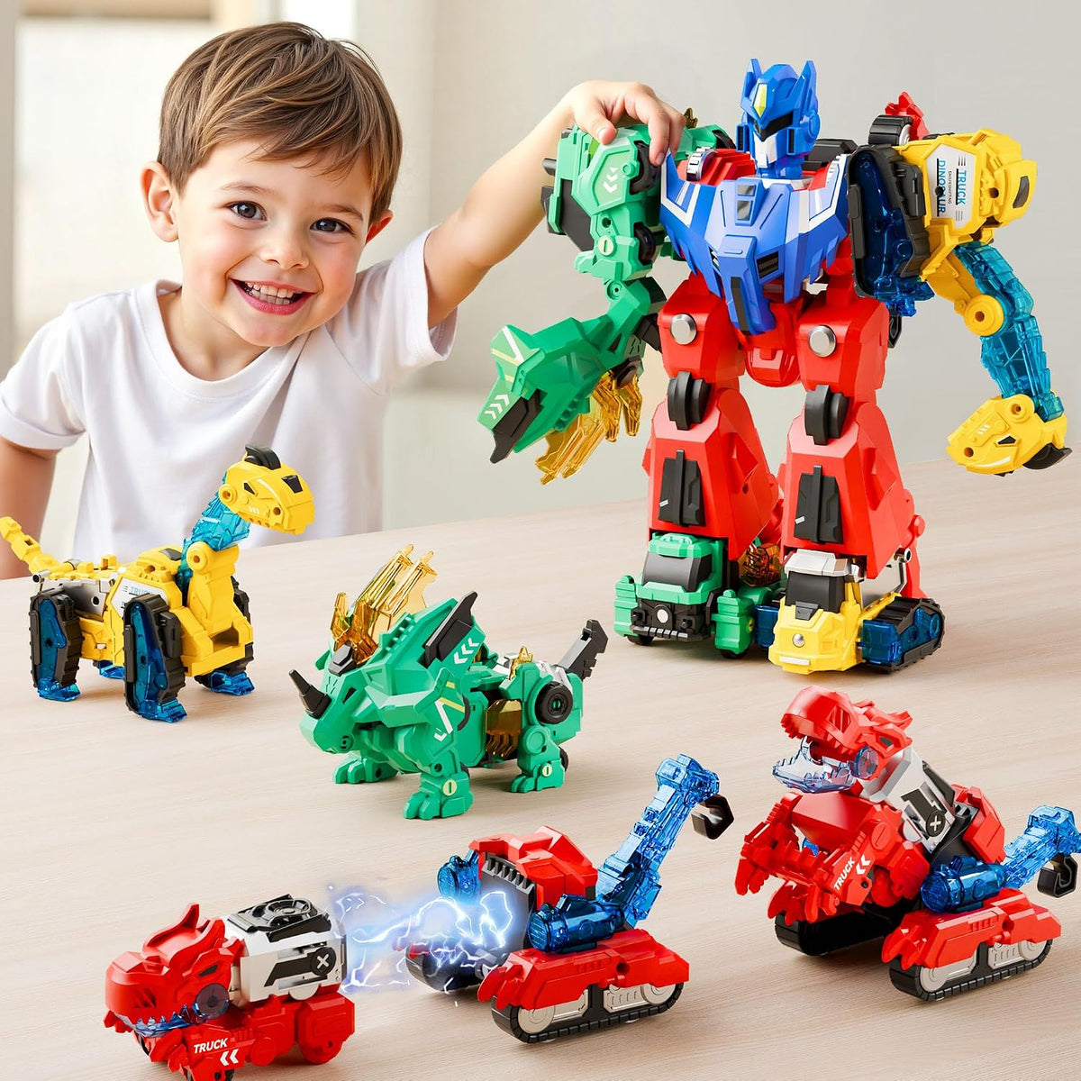 iPlay, iLearn Kids Dinosaurio Transformar Robot Juguete Magnético Camión