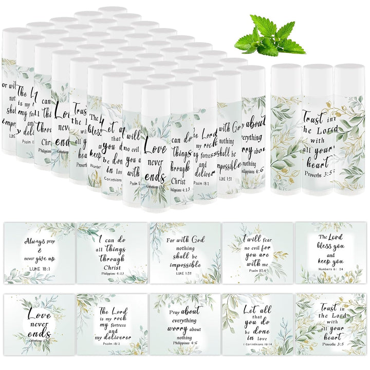50 unidades de bálsamo labial con versículo bíblico, regalo cristia...