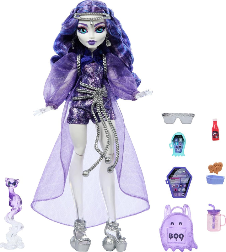 Muñeca de Monster High Spectra Vondergeist con hurón mascota Rhuen...