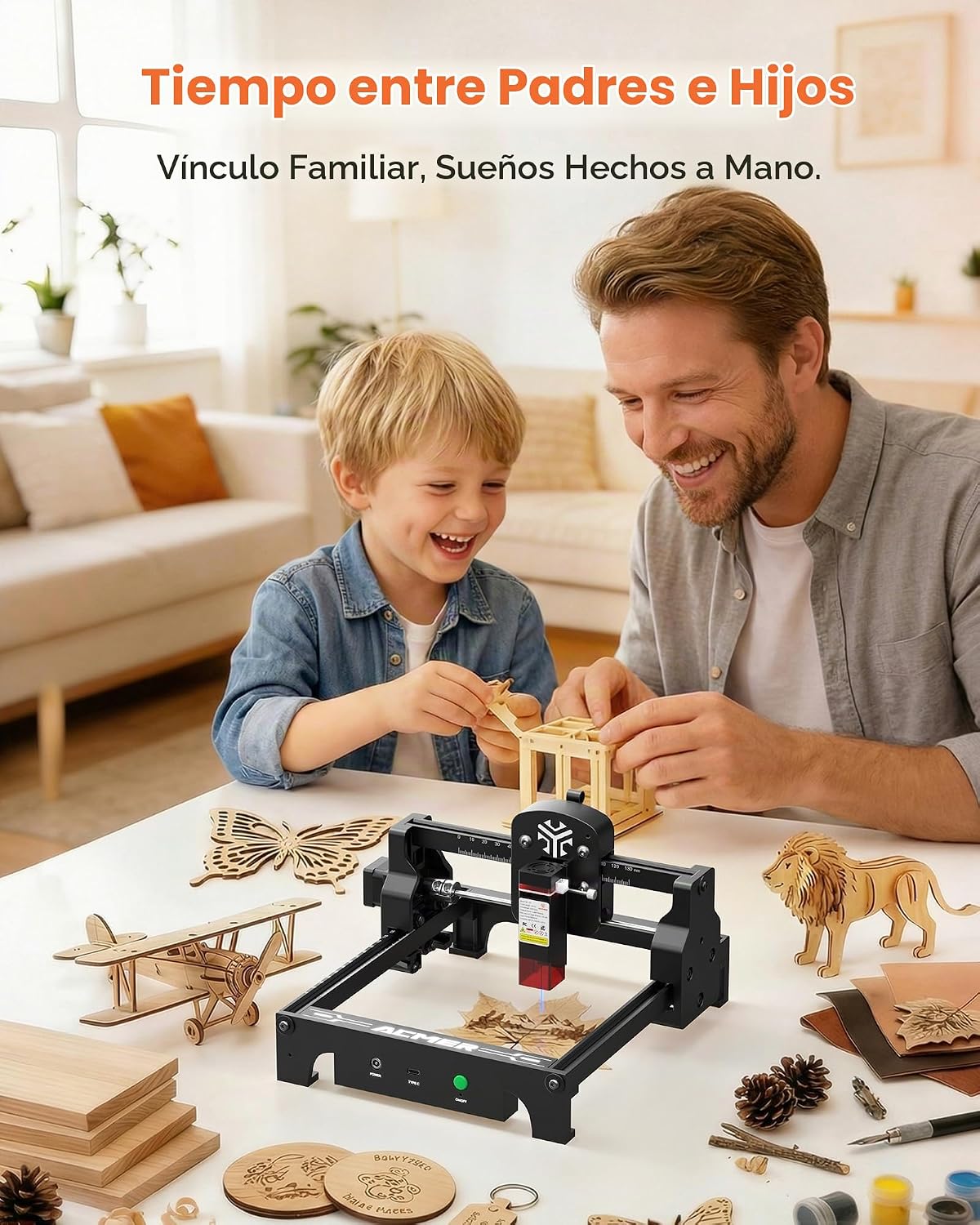 ACMER Grabador láser S1 para principiantes, máquina de grabado láser de 6000 mW con área de trabajo de 5.118 x 5.197 in, cortador láser para madera, acrílico, cuero, manualidades y pequeñas empresas