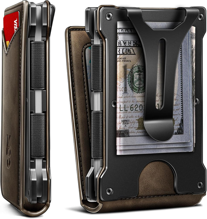 KEMISANT Billetera para hombre - Cartera delgada con clip para dine...