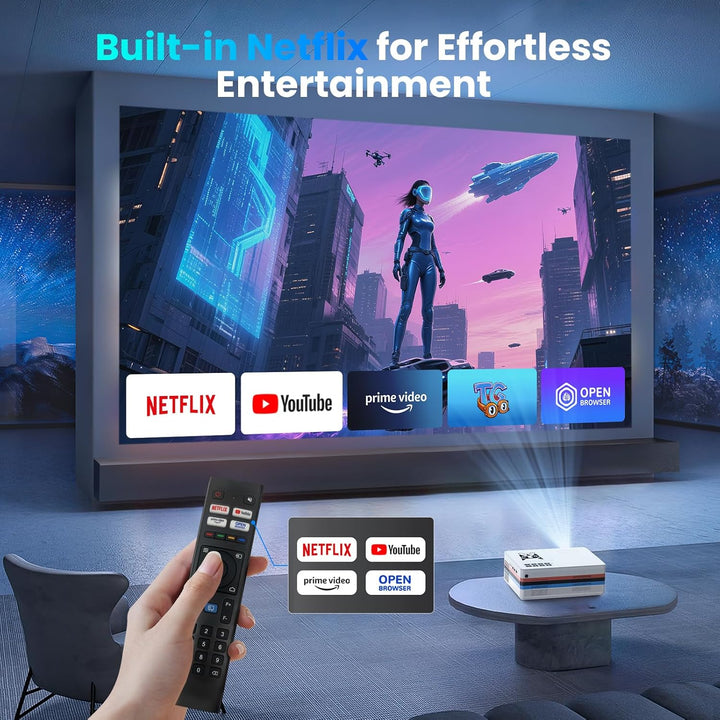 FUDONI Proyector inteligente con WiFi y Bluetooth, nativo 1080P 250...