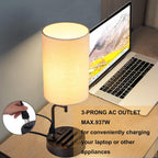 Lámpara Dreamholder Lámpara de mesa con 3 puertos de carga USB, moderna lámpara de escritorio con toma de CA y soportes para teléfono, lámpara de noche perfecta para dormitorio, sala de estar, oficina