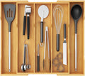 Lifewit Organizador de Utensilios de Bambú para Cajón de Cocina, Bandeja para Utensilios de Cocina