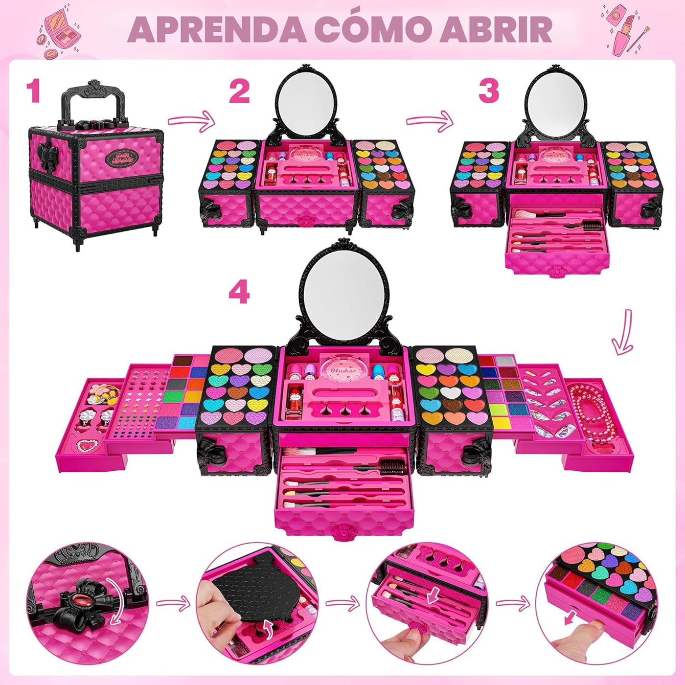 Juego de 99 piezas de maquillaje para niñas, juguetes de princesa,...