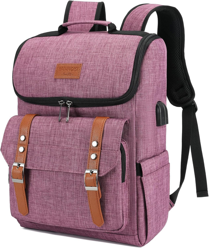 YALUNDISI Mochila Vintage de Viaje para Laptop con Puerto de Carga...