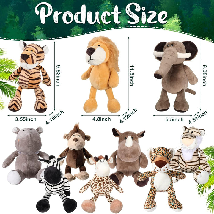 HyDren Juego de 10 animales de peluche de safari de 9 pulgadas y el...