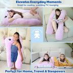 Axolotl - Almohada corporal para niños, 47 pulgadas, almohada de felpa suave de felpa larga en forma de U para niños, dormir, leer, TDAH y necesidades especiales, comodidad, ansiedad, funda lavable, acurrucarse divertido para niños y niñas