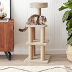 Amazon Basics Torre de actividades de escalada para interiores con postes rascadores, grande, 17.7 x 45.9 pulgadas, beige