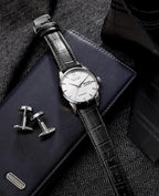 ROCOSJEWE Reloj mecánico automático para hombre, correa de cuero negro