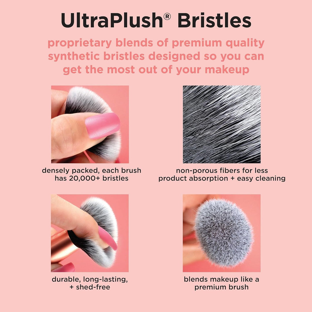 Real Techniques Juego de 4 brochas de maquillaje para base facial,...
