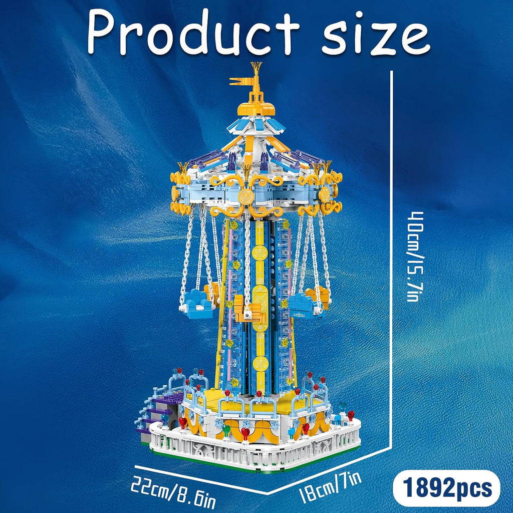 Juego de construcción Swing-Ride con control eléctrico motorizado, luz LED de parque de atracciones urbano, juguete para niños y niñas de 6, 7, 8 y 9+ años, regalos de cumpleaños para adultos