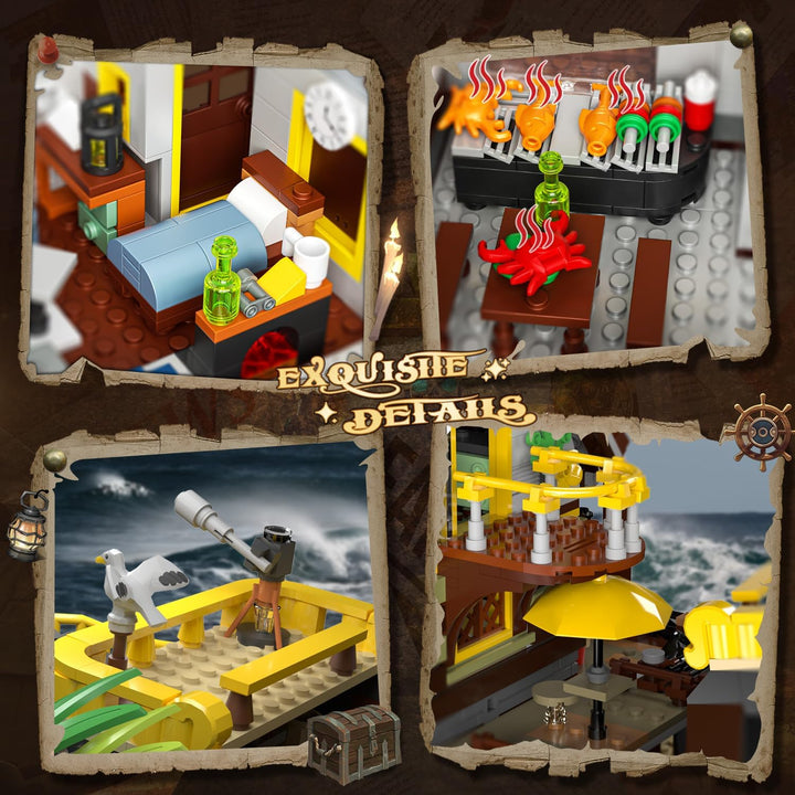 Juego de construcción de casa de naufragio pirata con luz