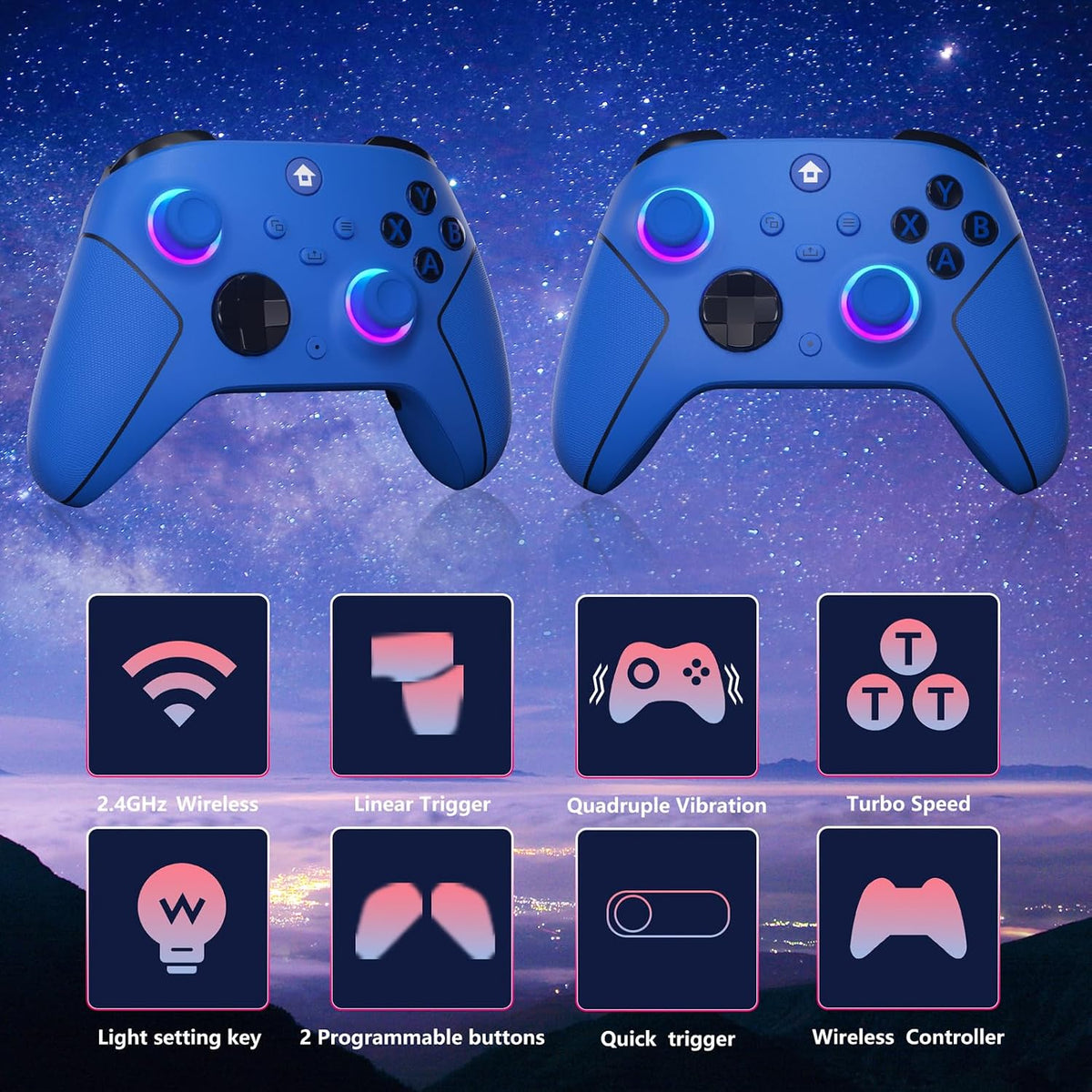 Controlador inalámbrico RGB YUYIU de 2.4GHz para Xbox, Xbox One, Series X|S, Steam PC
