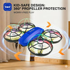 Swifsen Drones para niños con cámara, dron RC pequeño helicóptero para interiores, regalos de cumpleaños para niños y niñas principiantes amigables, mini juguete cuadricóptero con 2 baterías, protección de hélice, retención de altitud