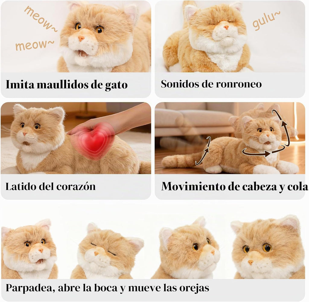Chongker Animal de peluche interactivo de gato robot de 24.8 pulgadas para