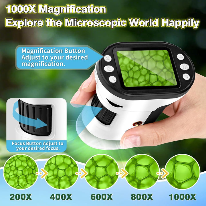 Microscopio digital 1000X para niños pantalla 4K de 20