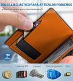 Billetera para hombre, magnética minimalista delgada con soporte para tarjetas desplegable, 9 tarjetas con bloqueo RFID, funda de metal para tarjetas de crédito, clip de dinero envuelto en