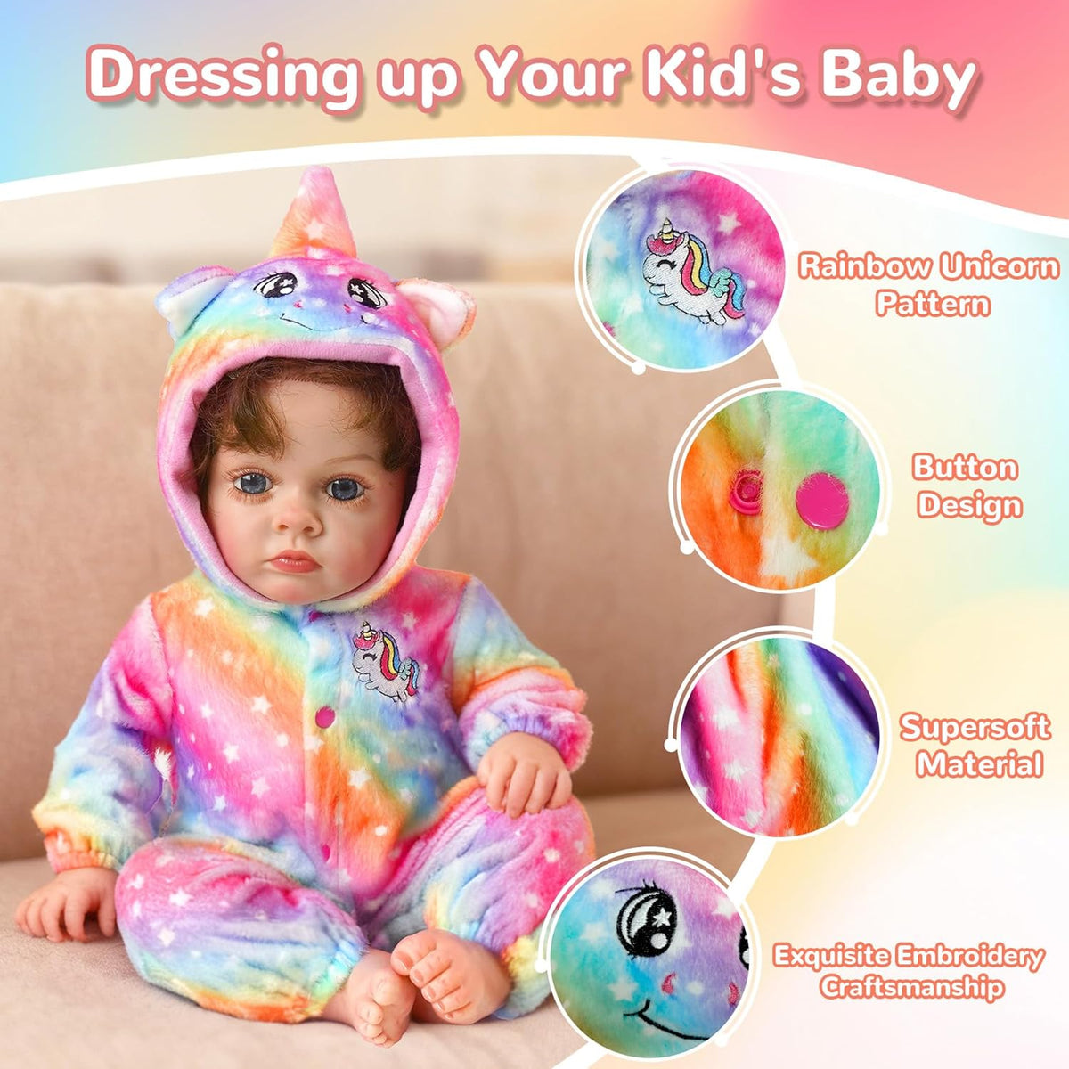 ARTST Accesorios de Muñeca Bebé Reborn con Moisés, Conjunto de Ropa