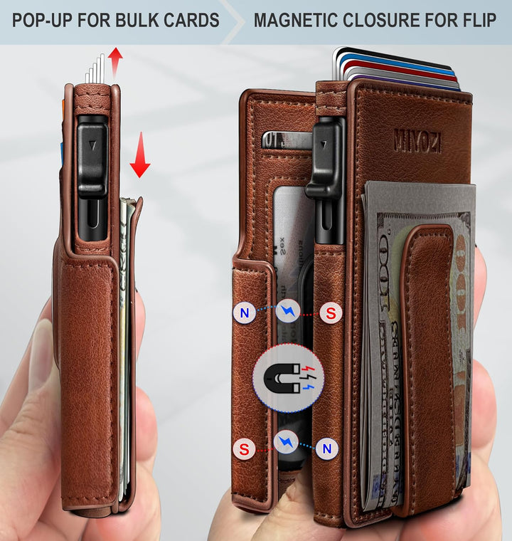 Miyozi - Billetera Airtag para hombre, con clip de dinero, estuche...