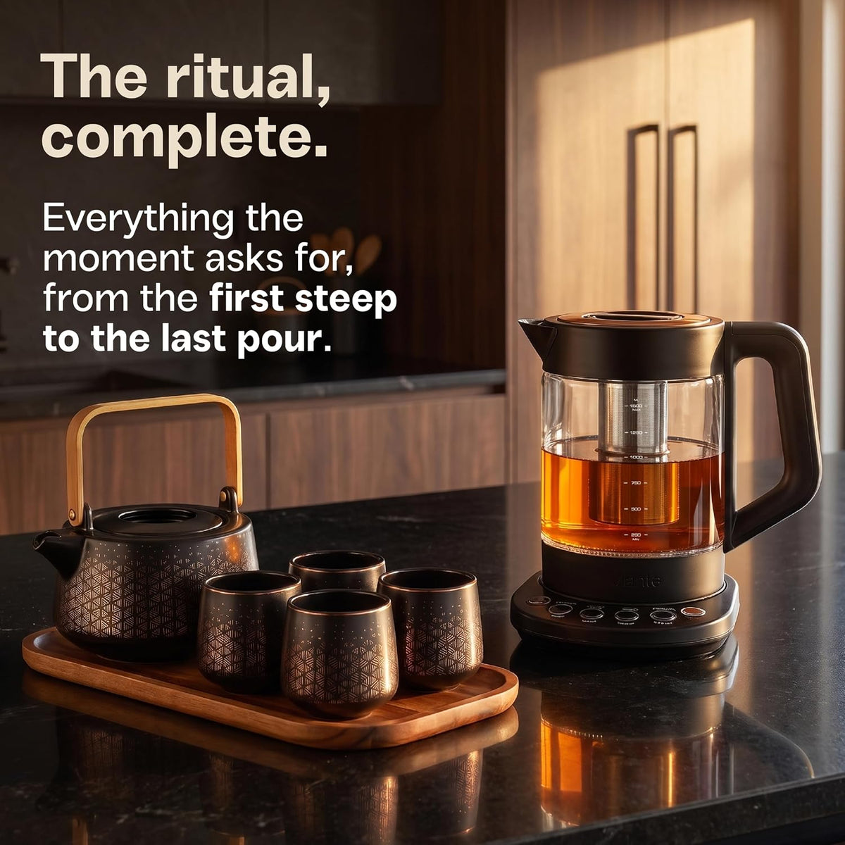 Viante - Juego de té de lujo, hervidor eléctrico con infusor