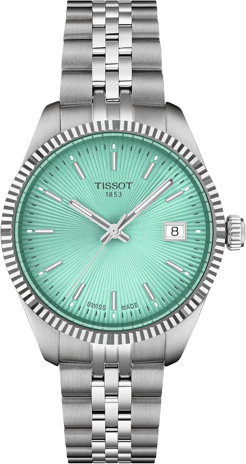 Tissot Ballade, cuarzo suizo, 1.339 en, esfera verde claro, reloj para mujer
