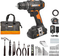 Worx Taladro Atornillador Inalámbrico de 20V, Kit de Accesorios de 84 Piezas, 2 Velocidades Variables, Par de 265 In-Lbs, Embrague 20+1, Ligero, Compacto, Portabrocas sin Llave de 3/8 Pulgadas