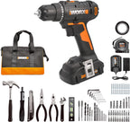 Worx Taladro Atornillador Inalámbrico de 20V, Kit de Accesorios de 84 Piezas, 2 Velocidades Variables, Par de 265 In-Lbs, Embrague 20+1, Ligero, Compacto, Portabrocas sin Llave de 3/8 Pulgadas