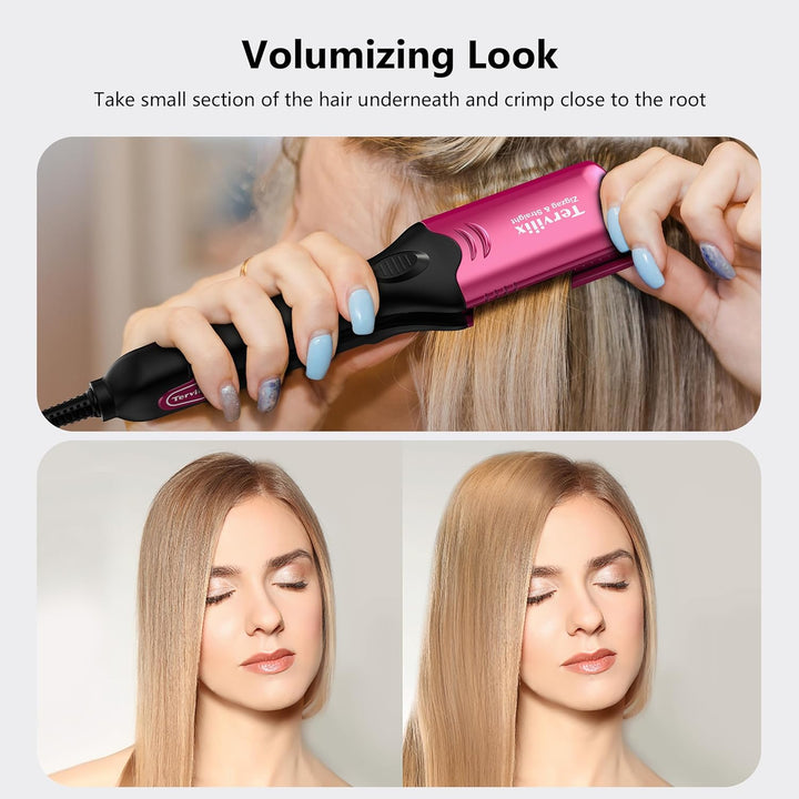 Terviiix Plancha de pelo con crimpadora de 4 placas intercambiables...