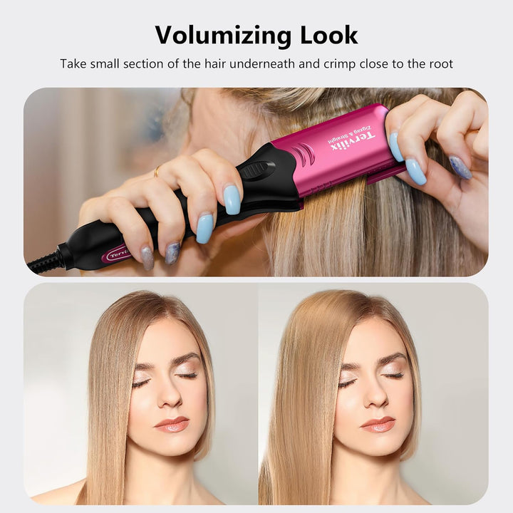 Terviiix Plancha de pelo con crimpadora de 4 placas intercambiables...