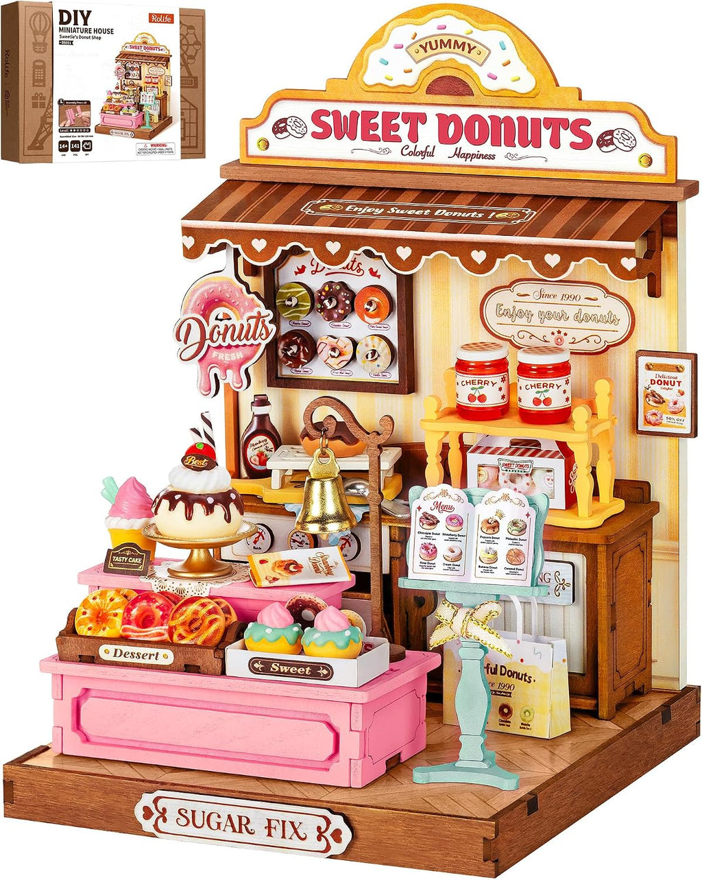 Rolife Sweetie's Donut Shop Kit de casa en miniatura para bricolaje