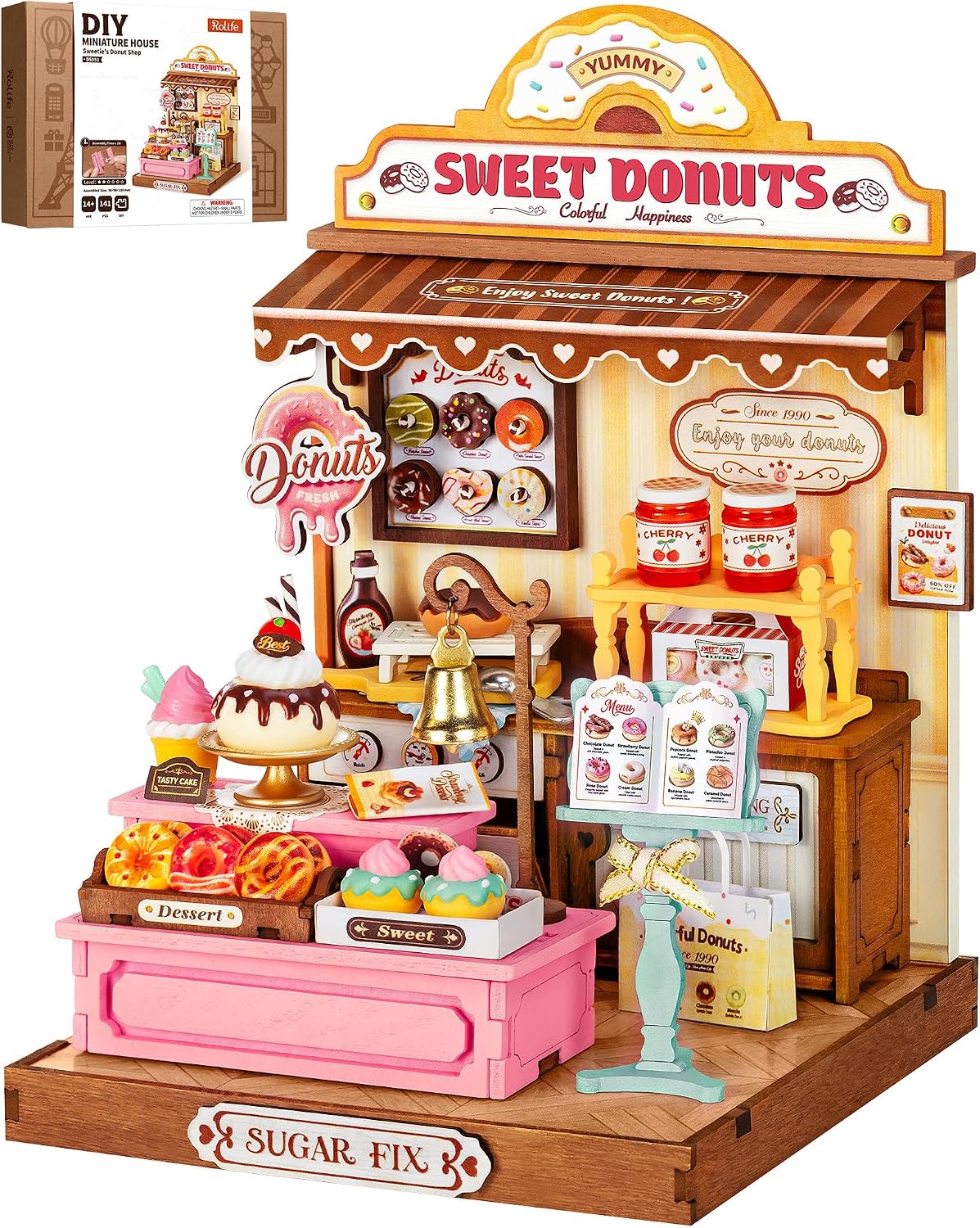 Rolife Sweetie's Donut Shop Kit de casa en miniatura para bricolaje