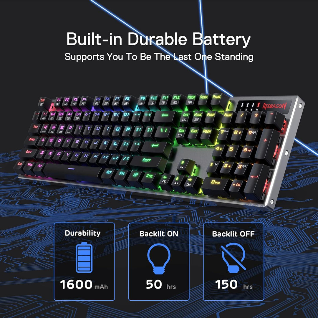 Redragon K556 PRO Teclado de Juegos Inalámbrico RGB Actualizado, Te...
