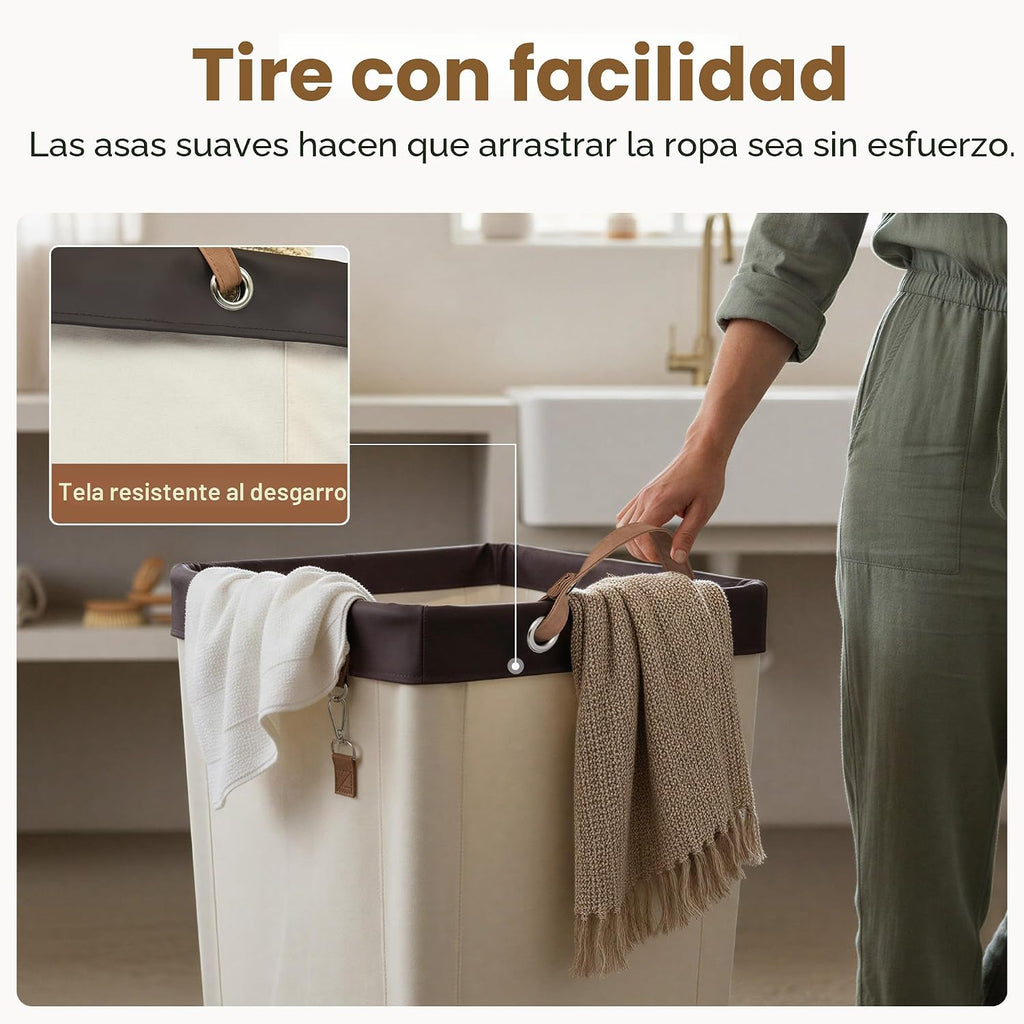 StorageWorks Cesta de lavandería 160L con ruedas, cestas rodantes para ropa