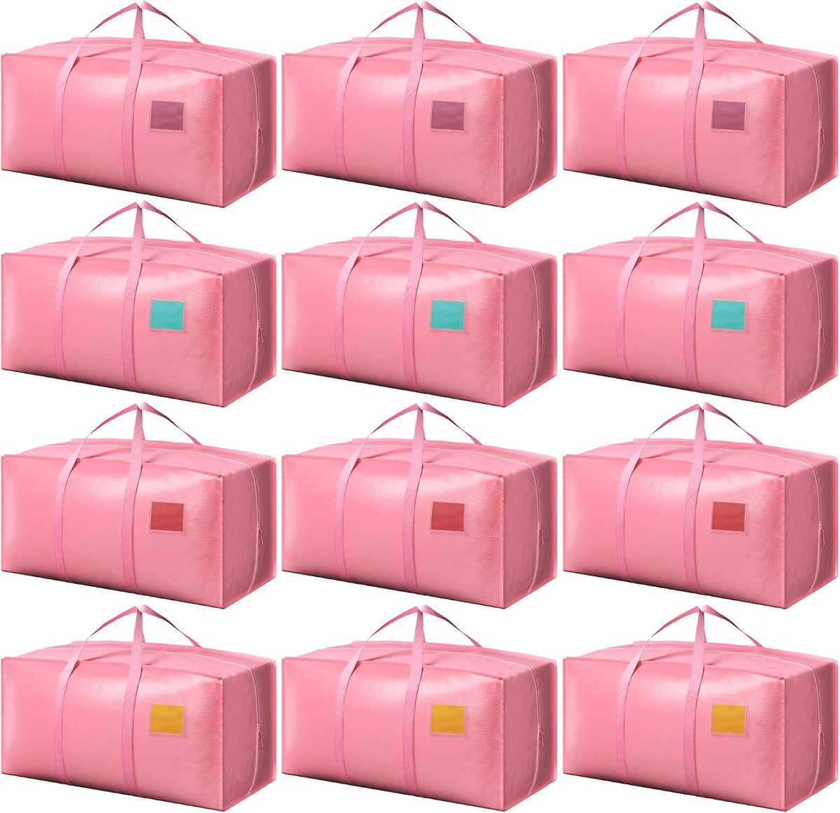 Paquete de 12 bolsas de mudanza grandes extra resistentes con cremallera reforzada y asas anchas, contenedores de almacenamiento impermeables para ropa, dormitorio universitario, viajes y