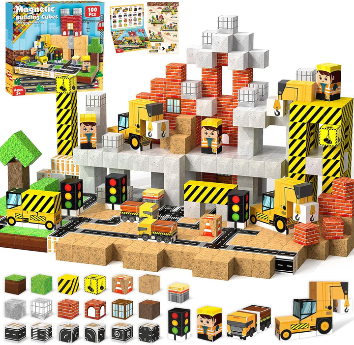 ToyUnited Bloques magnéticos \u2013 Juego de 100 bloques de constru...