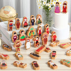 Blosssound 36 piezas de figuras de madera para el aula preescolar