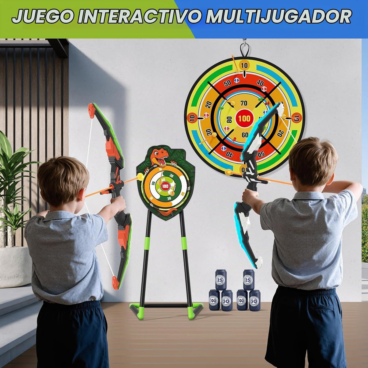 Bow y Arrow para Kids, LED Light Up Archery Set, Indoor Outdoor Sport Gifts para Boys Girls Ages 4-12