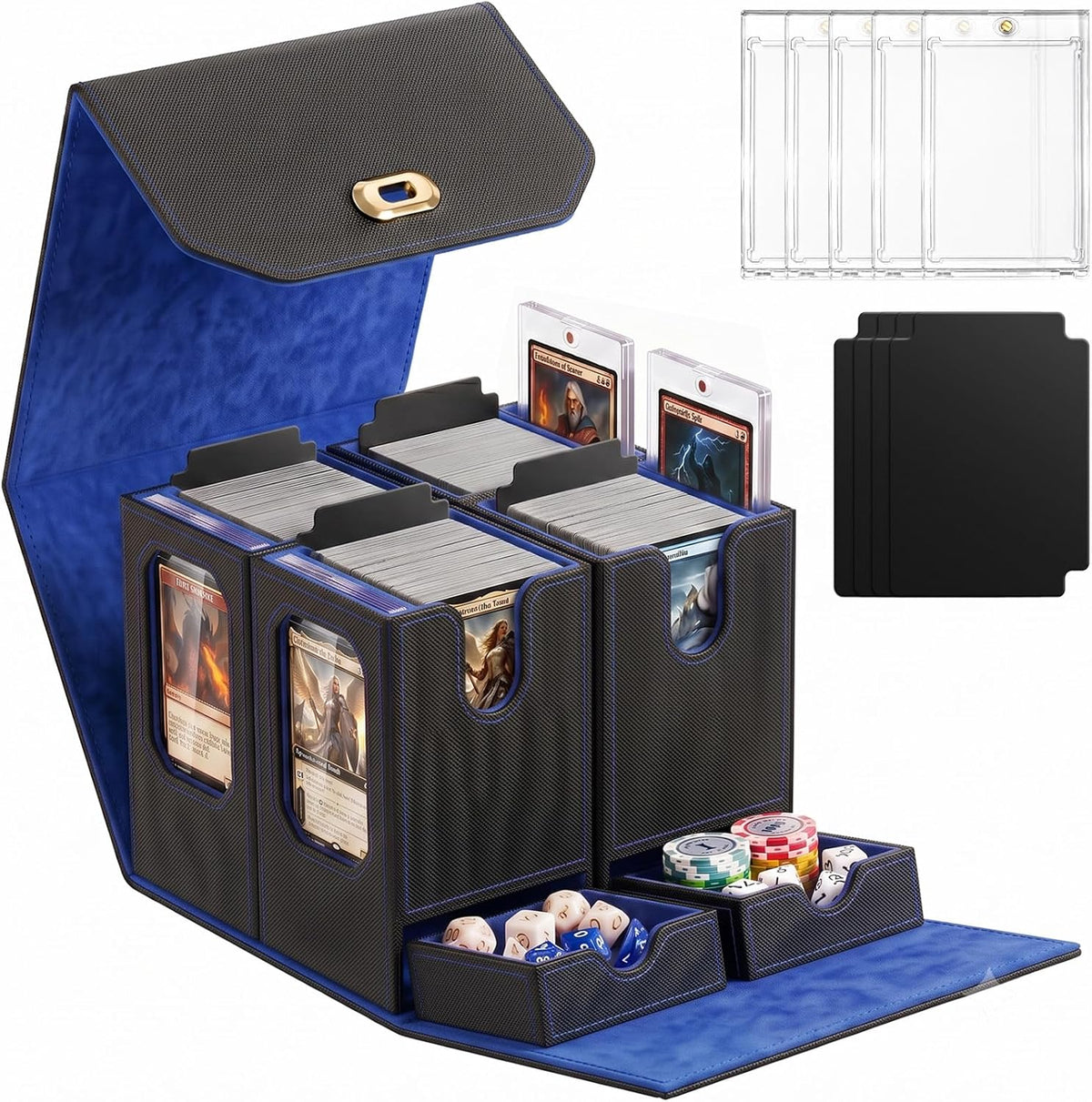 MTG Commander - Caja de almacenamiento de 4 tarjetas con asa