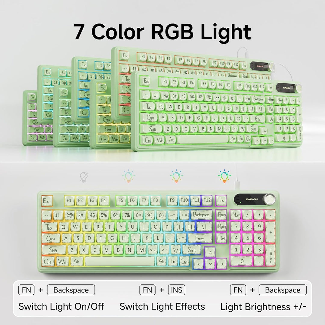 EWEADN V102 Teclado con cable, 98 teclas, teclado cremoso para jueg...