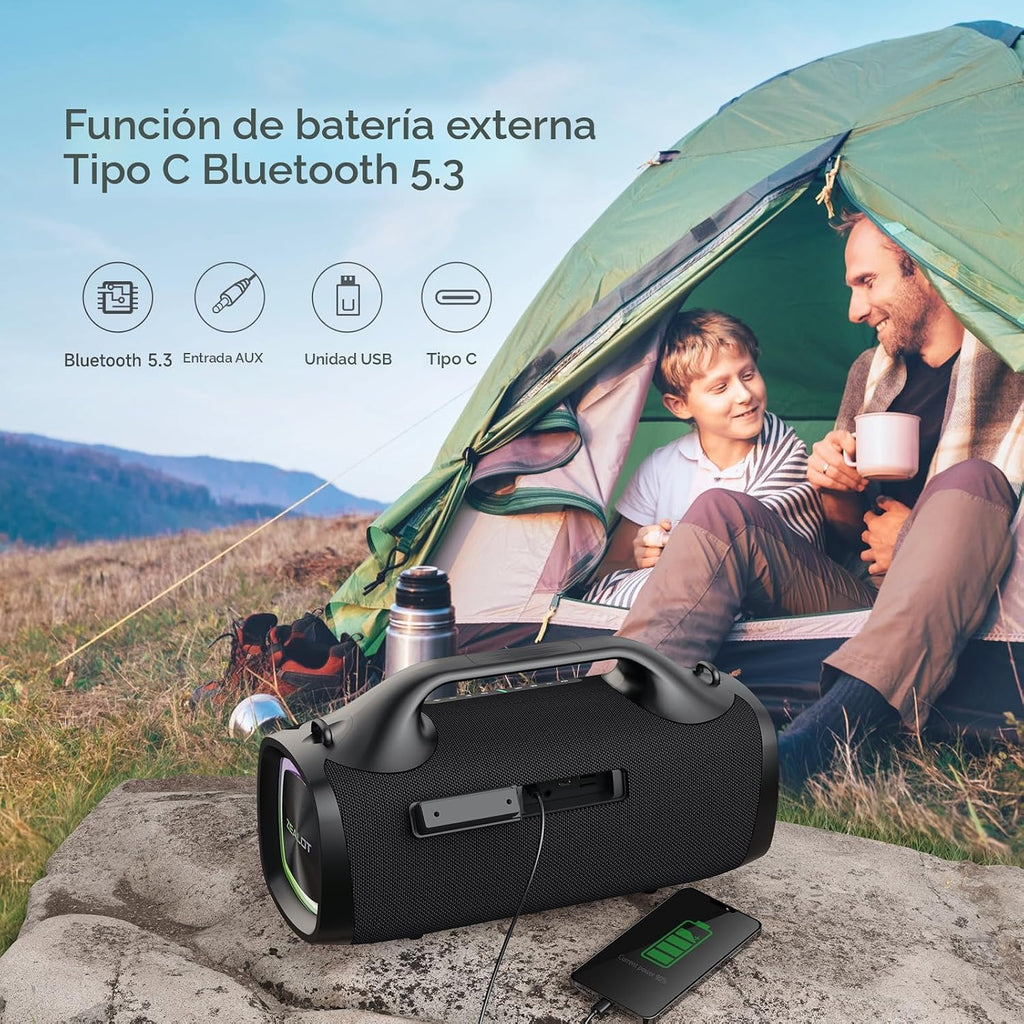 ZEALOT - Altavoz Bluetooth, altavoces de sonido de pico de 150 W inalámbricos, doble emparejamiento, XBass, 24000 mAh, ecualizador, carga rápida, altavoz portátil impermeable para exteriores, para