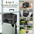 Doble carriola para mascotas para perros y gatos: Carriola plegable de viaje con portamascotas desmontables, cinturones de seguridad y 4 ruedas con candado para mascotas pequeñas a medianas – Ideal