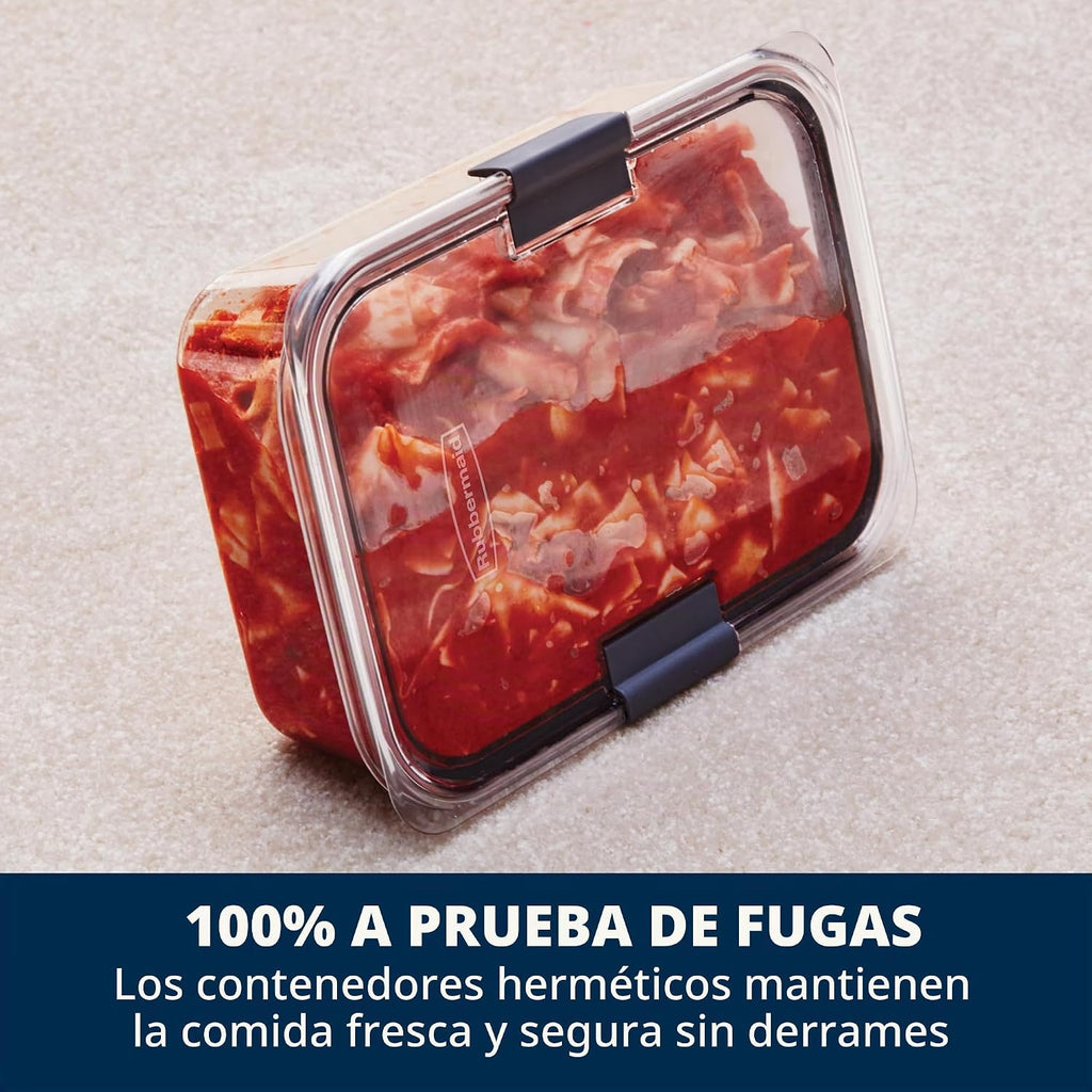 Rubbermaid Brilliance - Juego de contenedores de almacenamiento de alimentos sin BPA, paquete múltiple, recipientes de plástico de 1.3 tazas con tapas, paquete de 5 unidades, a prueba de fugas, aptos