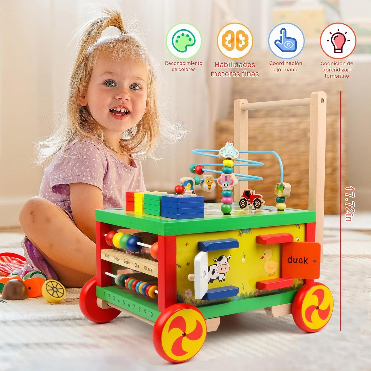 Cubos de actividad de madera 7 en 1 Juguetes Montessori para niños y niñas