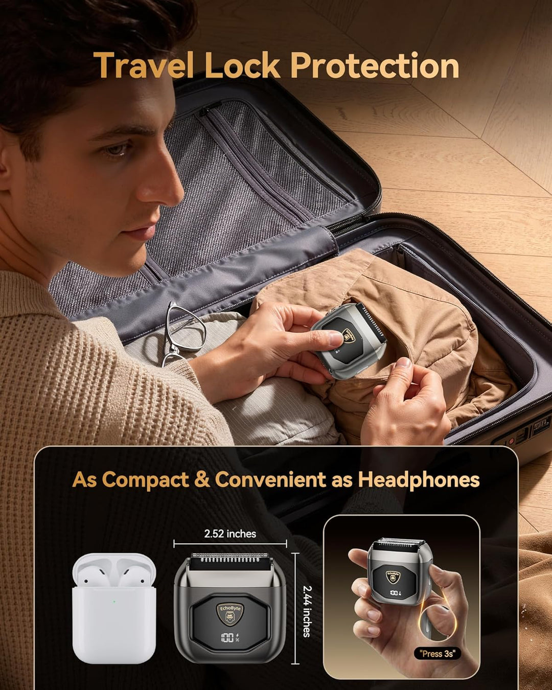 EchoByte Afeitadora eléctrica de metal completo para hombres: 4 cuc...