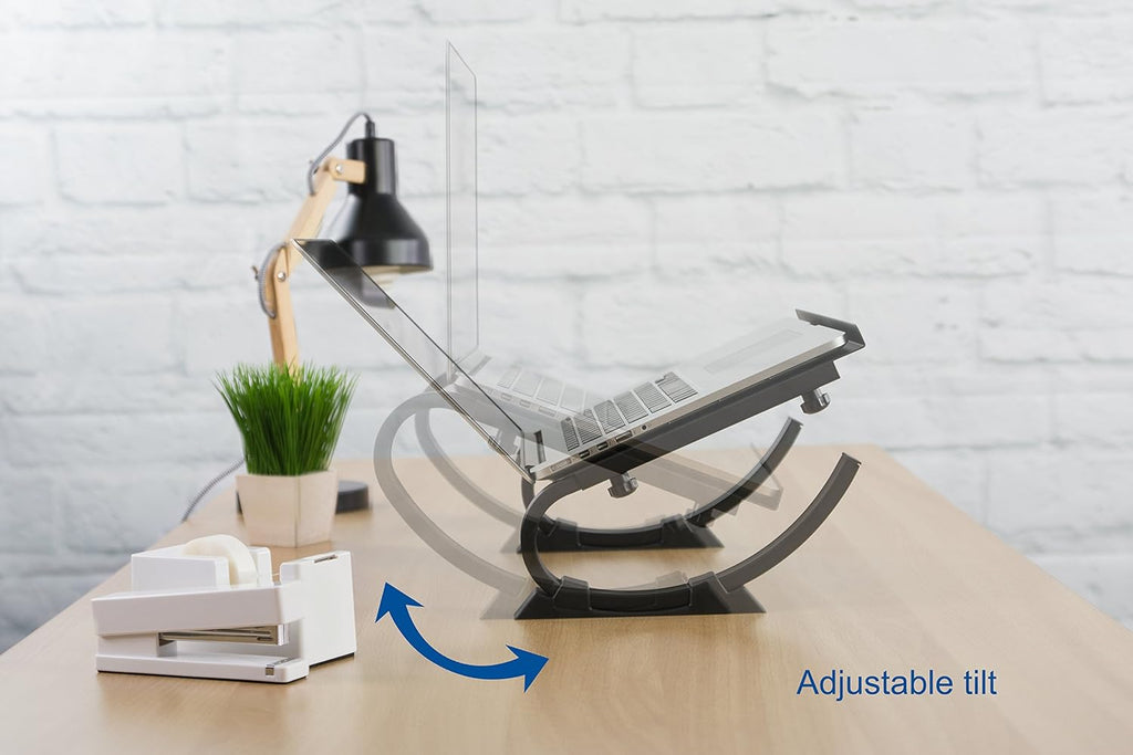 VIVO Soporte elevador curvado completamente ajustable negro para portátil, portátil y monitor STAND-V001N