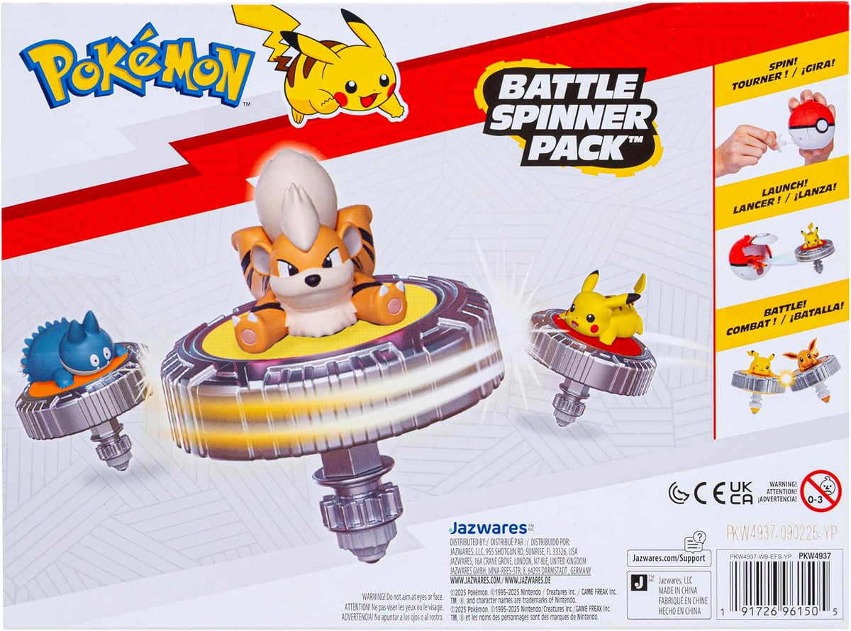 Pokémon Growlithe Battle Spinner Pack – Battle Spinner con gran lanzador de bolas