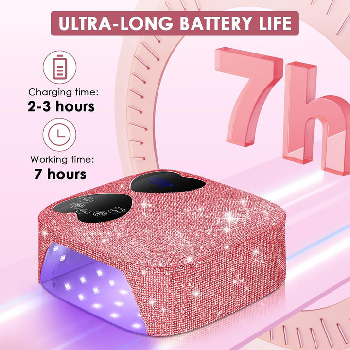 Lámpara de uñas UV LED inalámbrica, HUITINE luz UV recargable de 80...