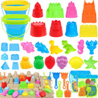 RACPNEL Juguetes de playa con cubos plegables, kit de castillo de arena