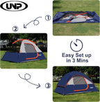 Tienda de Campaña de 2 Personas, Tienda Impermeable y Resistente al Viento con Sombra de Lluvia, Fácil de Montar - Tiendas de Domo Portátiles para Acampar..